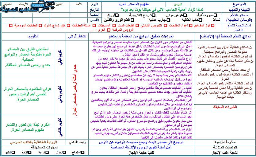 تحضير مادة المهارات الرقمية مقررات