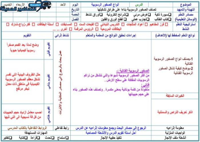 تحضير مادة علم الأرض ثانوى مقررات