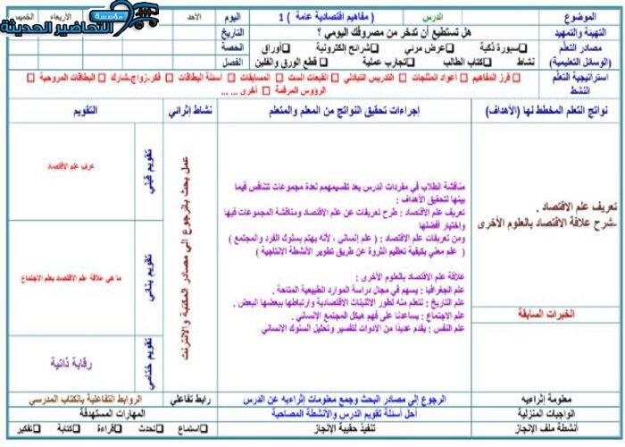 تحضير مادة علوم إدارية 2 ثانوي مقررات