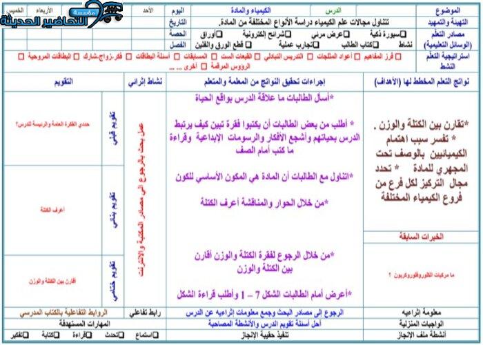 تحضير مادة كيمياء 1 مقررات
