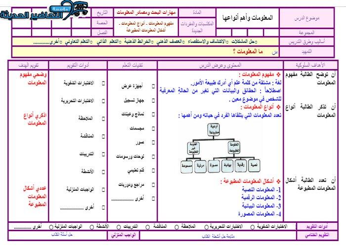 تحضير مادة مهارات البحث ومصادر المعلومات نظام مقررات