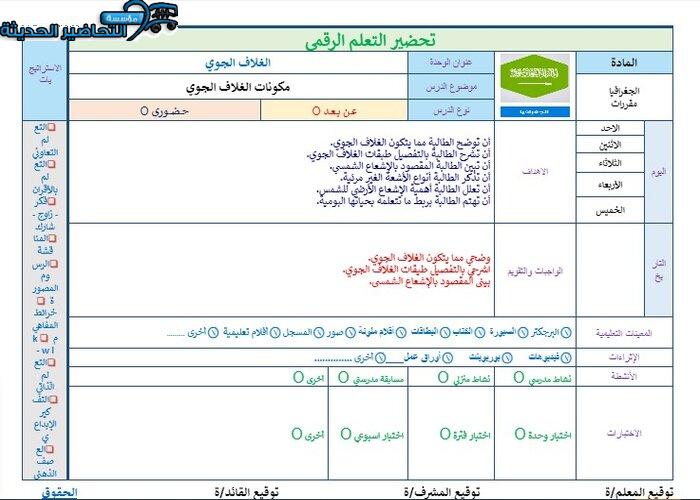  تحضير درس مكونات الغلاف الجوي جغرافيا مقررات