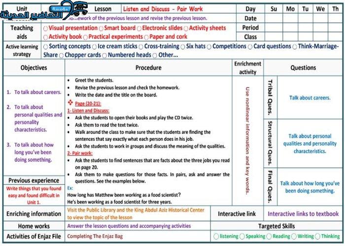 تحضير من درس Unit 2 Lesson 2 مادة Mega Goal 1 مقررات
