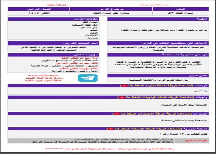 تحضير منصة مدرستي أصول الفقه مسارات تحضير منصة مدرستي أصول الفقه مسارات