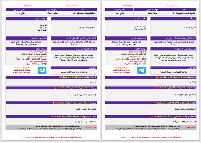 تحضير منصة مدرستي تخطيط الحملات التسويقية مسارات