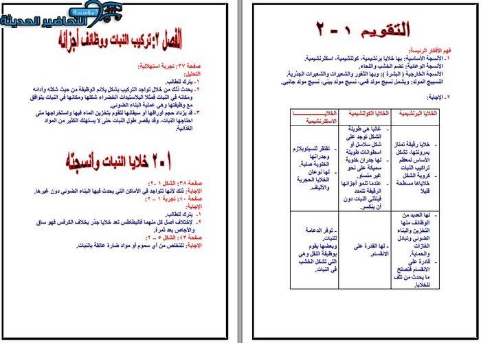حل اسئلة مادة احياء 3 مقررات