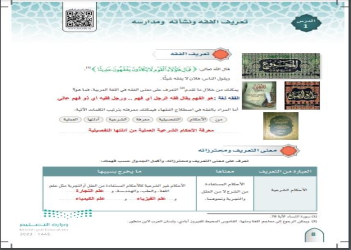حل أسئلة الفقه 1 مسارات