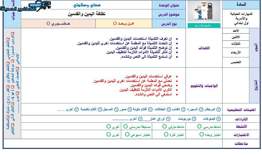 حل أسئلة المهارات الحياتية و الأسرية أول ابتدائي فصل أول