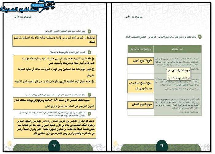 حل أسئلة مادة التاريخ مقررات