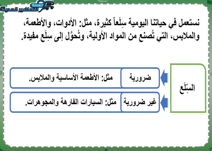 حل اسئلة درس الاقتصاد اجتماعيات رابع ابتدائي