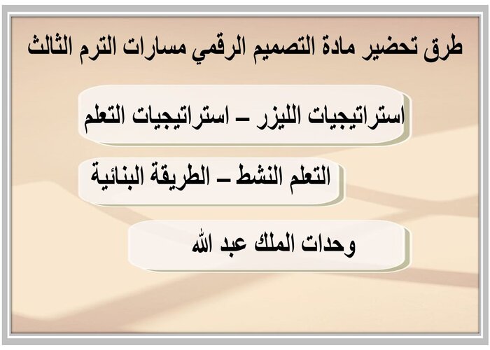 حل كتاب مادة التصميم الرقمي مسارات الترم الثالث