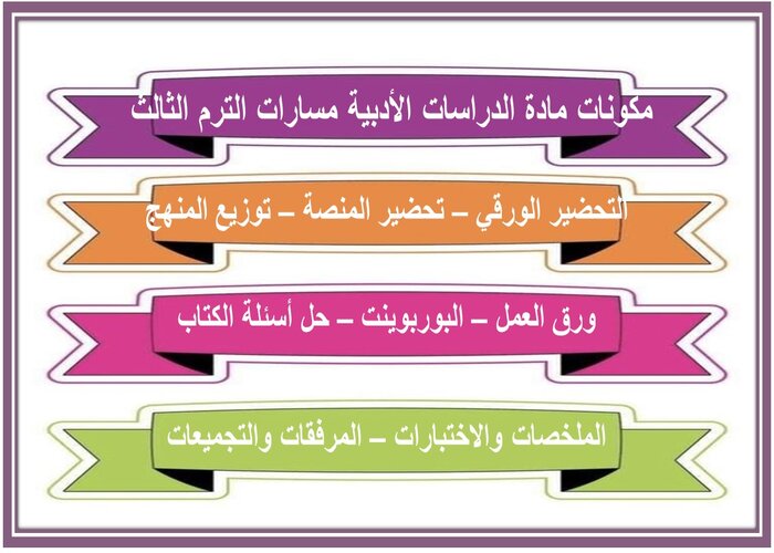حل كتاب مادة الدراسات الأدبية مسارات الترم الثالث 