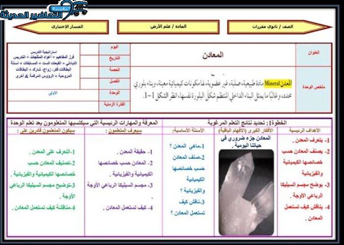 دليل المعلم لمادة علم الأرض مقررات