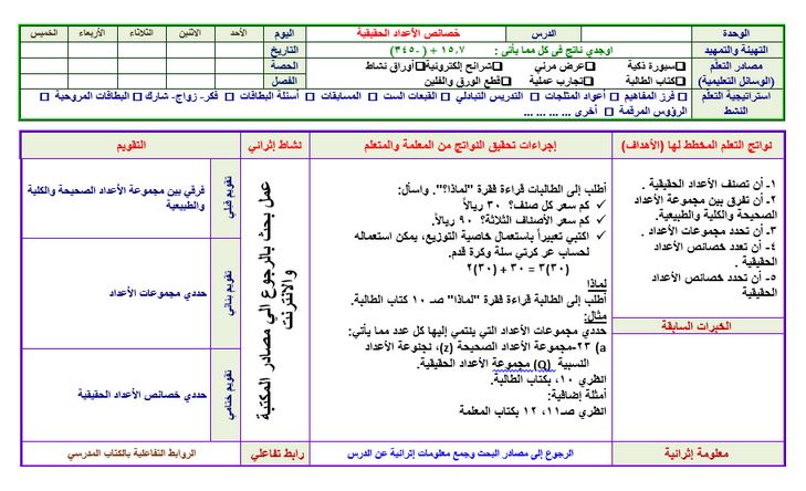 توزيع الرياضيات 3 التعليم الثانوي نظام المقررات الفصل الثالث