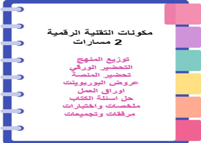 سجل إنجاز التقنية الرقمية 2 مسارات الفصل الثالث