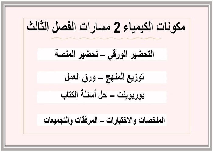 سجل إنجاز الكيمياء 2 مسارات الفصل الثالث  