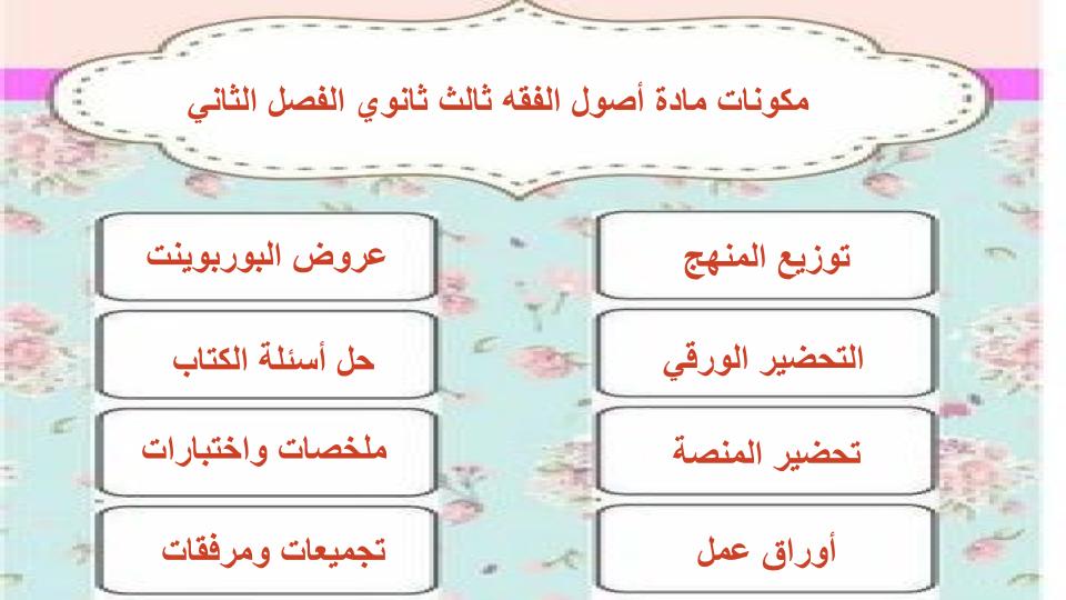 سجل انجاز مادة أصول الفقه ثالث ثانوي الفصل الثاني