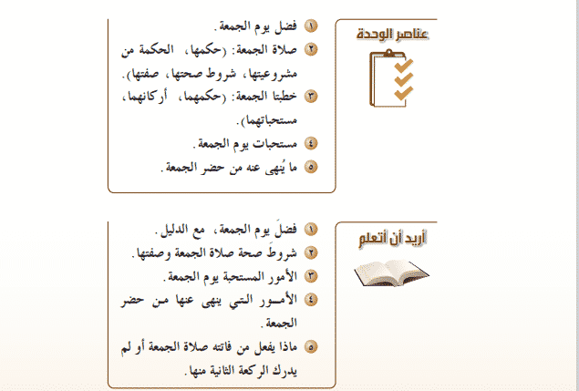 تحضير درس صلاة الجمعة مادة الدراسات الإسلامية الصف الأول المتوسط الفصل الثاني 1442هـ 