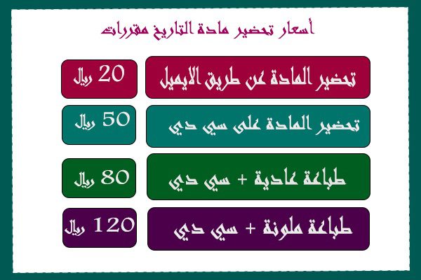 أسعار تحضير مادة التاريخ مقررات