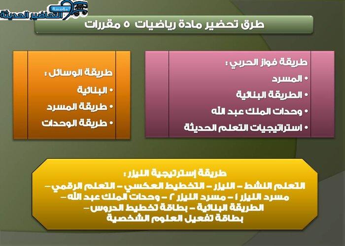 طرق تحضيرعين مادة الرياضيات 5 مقررات