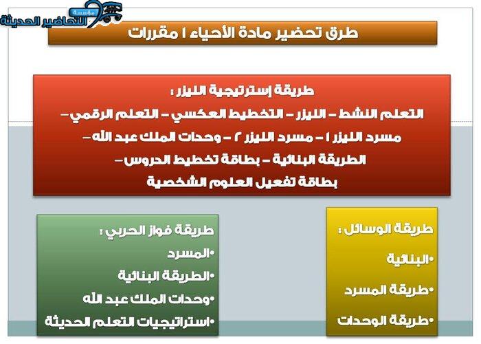 طرق تحضير مادة أحياء 1 مقررات 