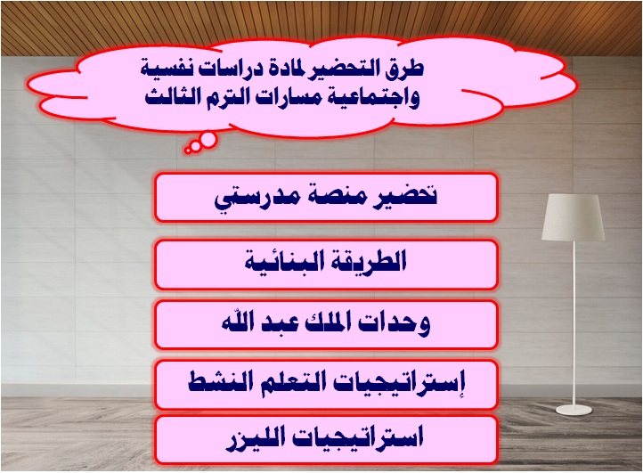 طرق التحضير لمادة دراسات نفسية واجتماعية مسارات الترم الثالث