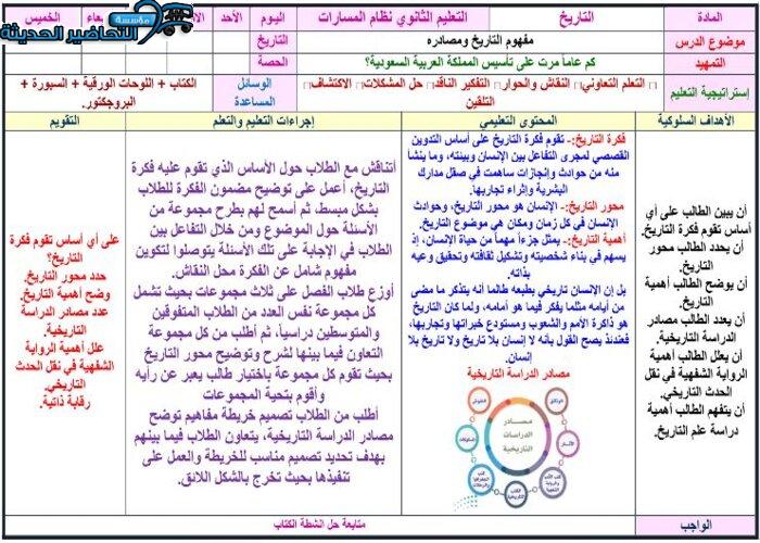 تحضير مادة التاريخ مقررات