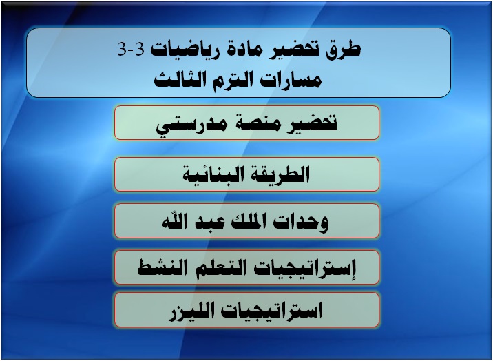 طرق تحاضير رياضيات 3-3 الترم الثالث مسارات