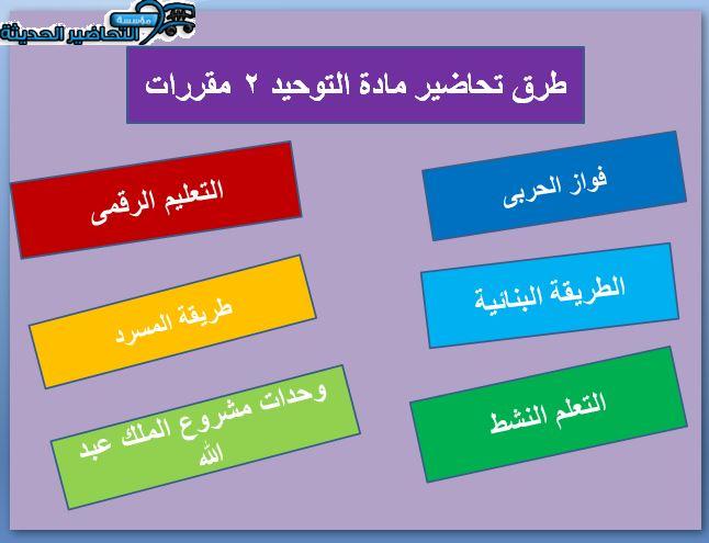 طرق تحضير مادة التوحيد 2 مقررات