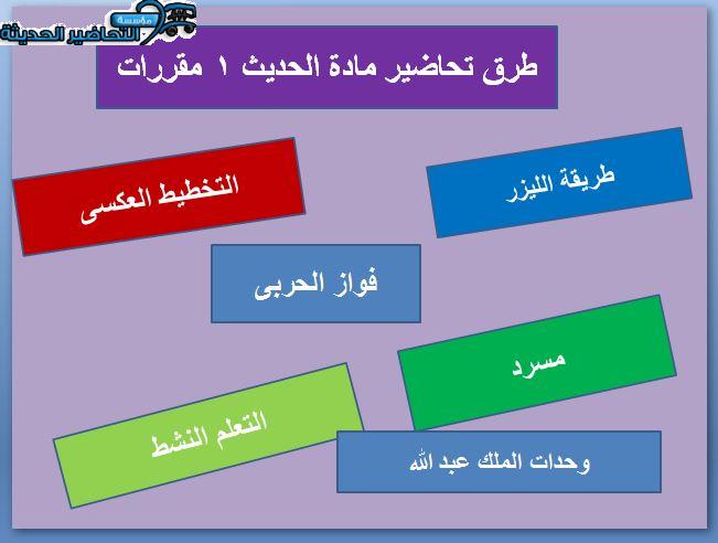 طرق تحاضير مادة الحديث 1 مقررات