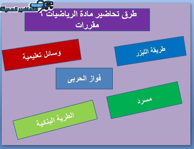 طرق تحاضير مادة الرياضيات 6 مقررات
