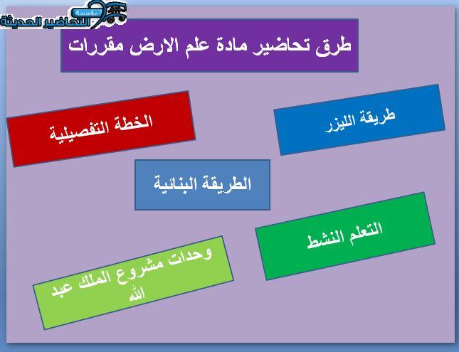 طرق تحاضير مادة علم الأرض مقررات