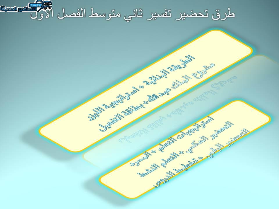 طرق تحضير تفسير ثاني متوسط الفصل الأول 