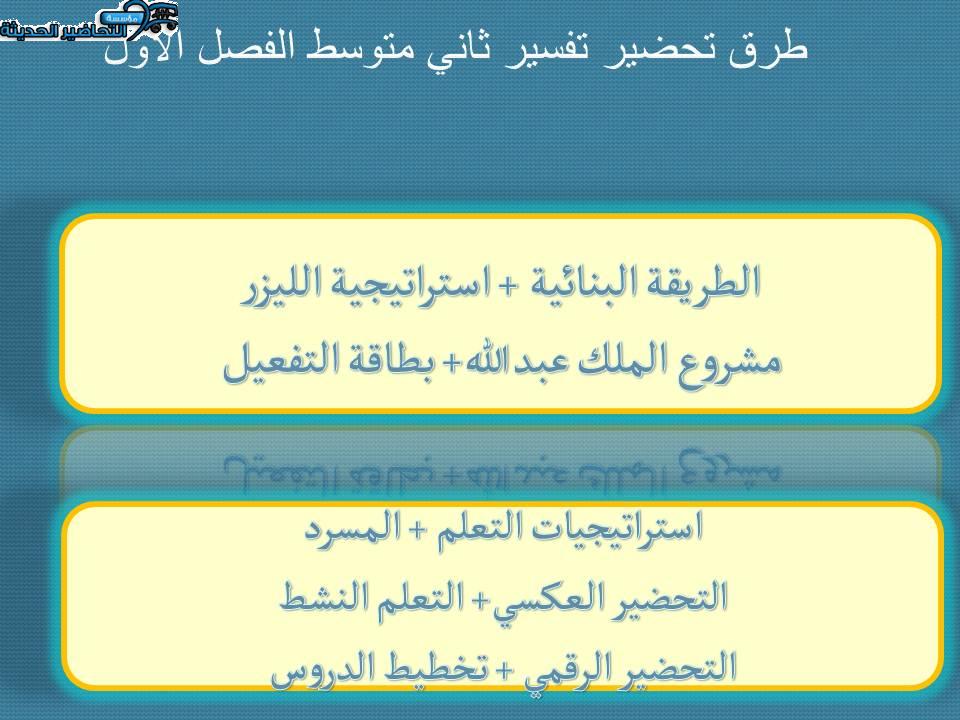 طرق تحضير تفسير ثاني متوسط الفصل الأول