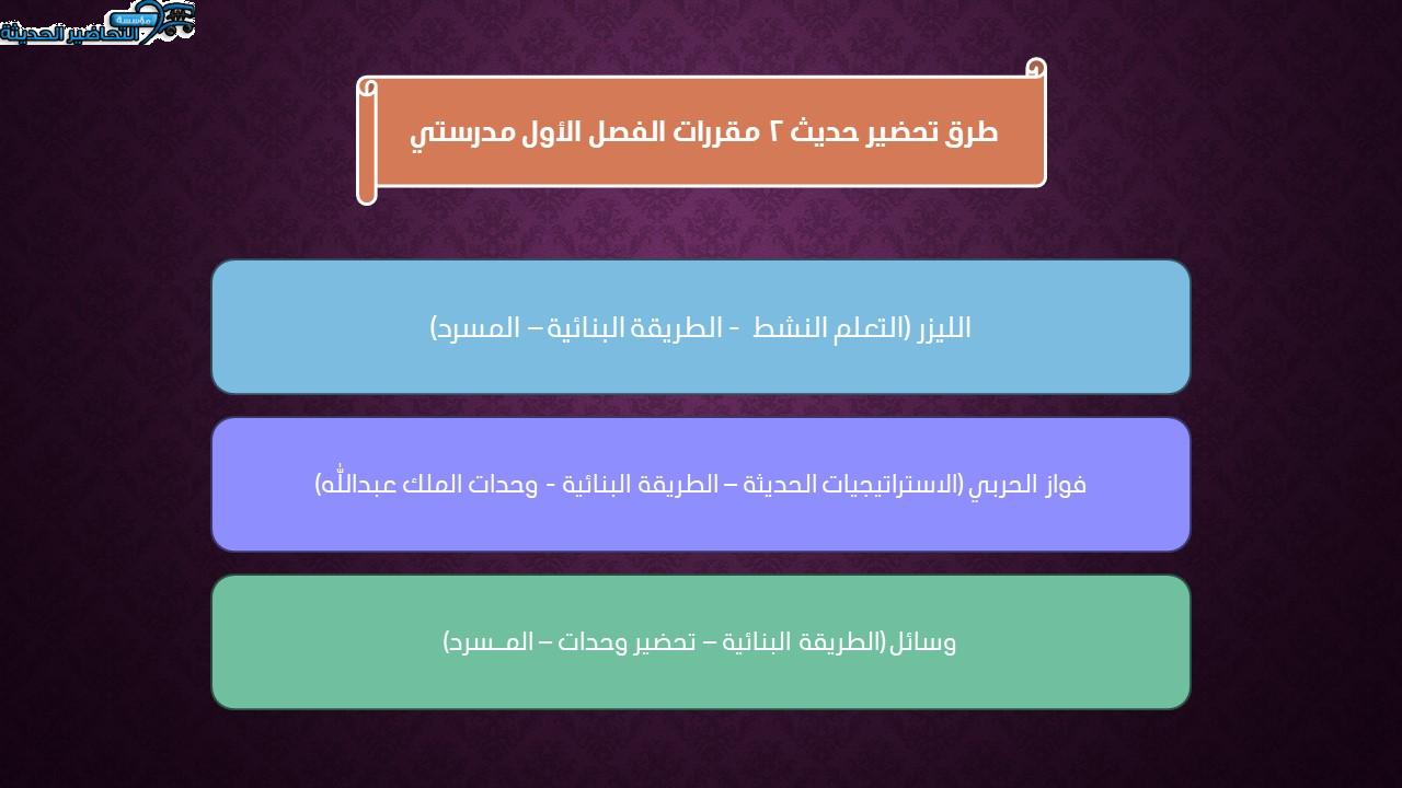 واجبات حديث 2 مقررات الفصل الأول مدرستي