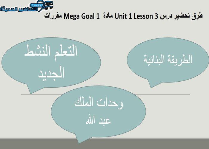 تحضير درس Unit 1 Lesson 3 مادة Mega Goal 1 مقررات