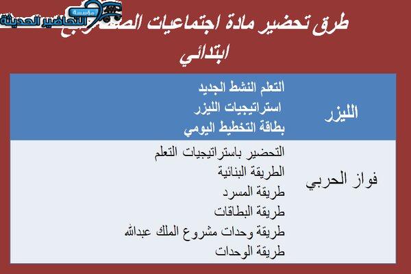 طرق تحضير درس السبب و الآثراء اجتماعيات رابع ابتدائي