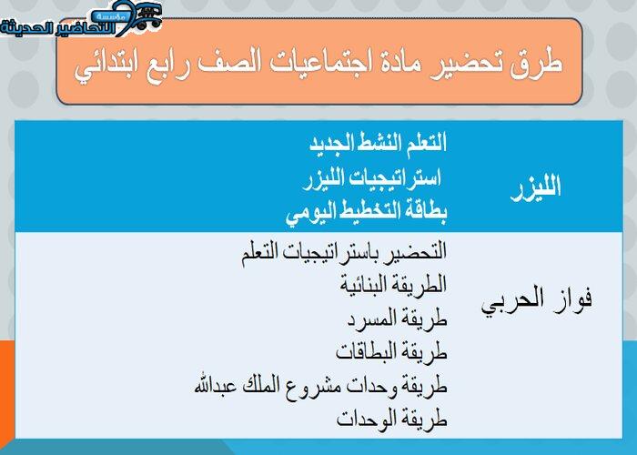 طرق تحضير درس المصادر و الادلة اجتماعيات رابع ابتدائي