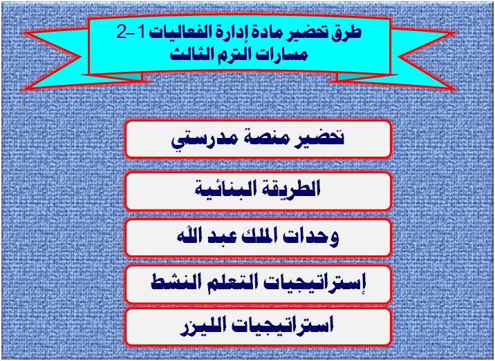 طرق تحضير مادة إدارة الفعاليات 1-2 مسارات الترم الثالث