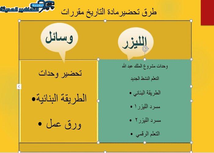 طرق تحضير مادة التاريخ مقررات