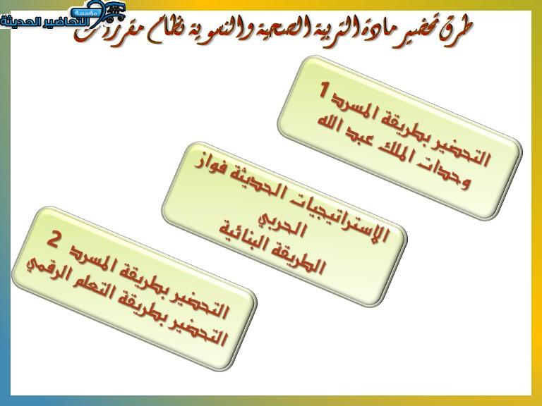 طرق تحضير مادة التربية الصحية والنسوية نظام مقررات