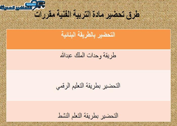 طرق تحضير مادة التربية الفنية مقررات