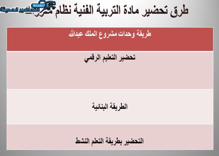 طرق تحضير مادة التربية الفنية نظام مقررات