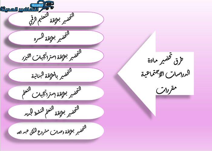 طرق تحضير مادة الدراسات الاجتماعية مقررات 