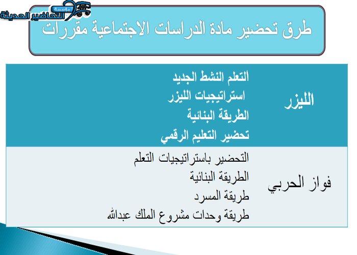 طرق تحضير مادة الدراسات الاجتماعية مقررات