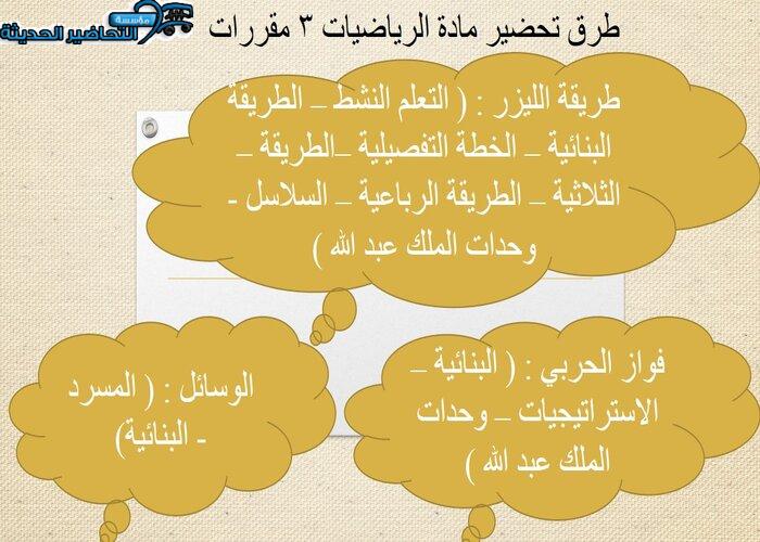 حل أسئلة مادة الرياضيات 3 مقررات