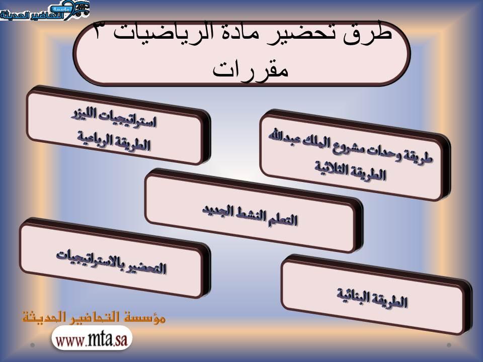 طرق تحضير مادة الرياضيات 3 مقررات 