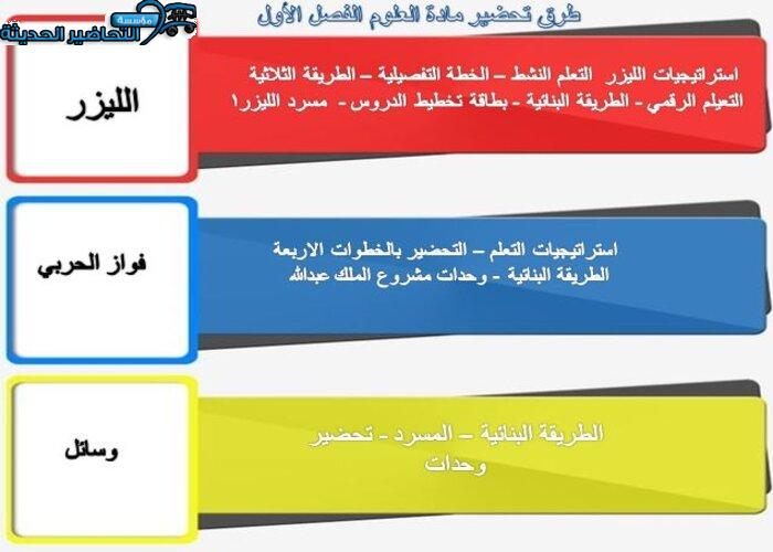 طرق تحضير مادة العلوم الفصل الأول