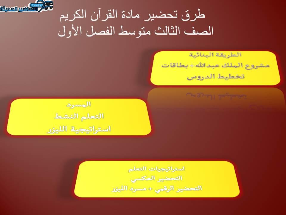 طرق تحضير مادة القرآن الكريم الصف الثالث متوسط الفصل الأول 