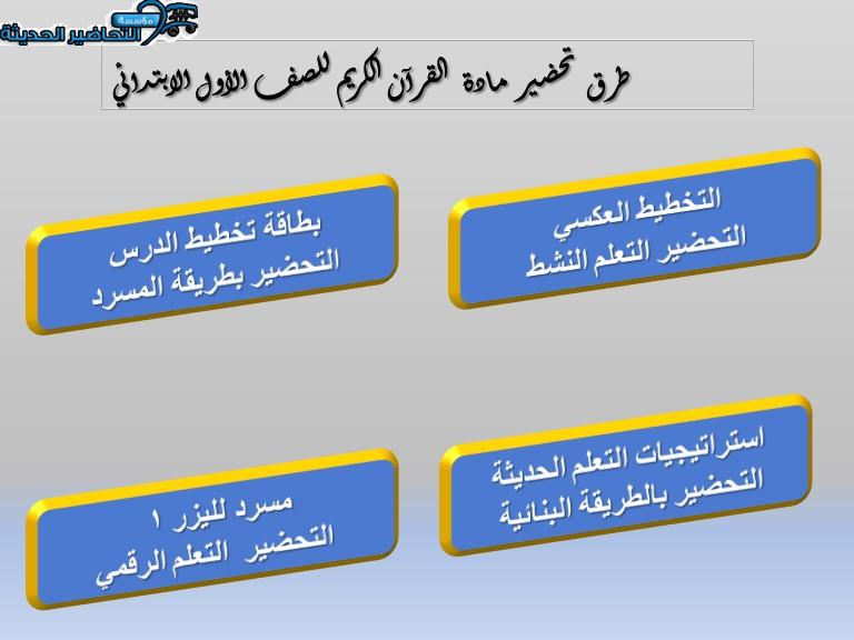 أنواع التحاضير في مادة القرآن الكريم للصف الأول الإبتدائي الفصل الدراسي الأول